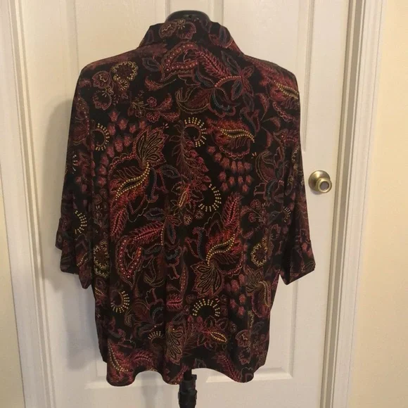 Catherines Multicolored Floral Paisley Blouse Size 2XWP, 22/24WP - Picture 3 of 8